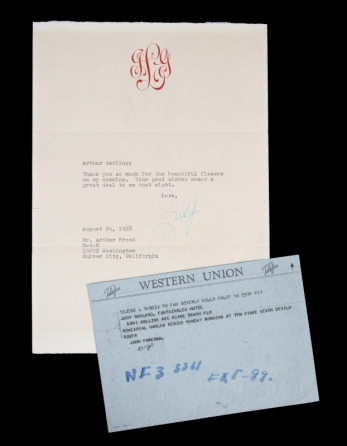 JUDY GARLAND SIGNED LETTER AND RECEIVED TELEGRAM