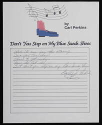 CARL PERKINS "BLUE SUEDE SHOES" HANDWRITTEN LYRICS