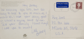 BRITNEY SPEARS HANDWRITTEN POSTCARD