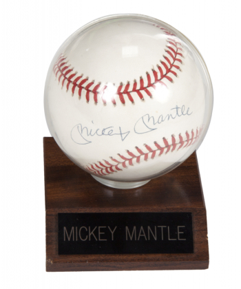RONNIE JAMES DIO MICKEY MANTLE SIGNED BASEBALL