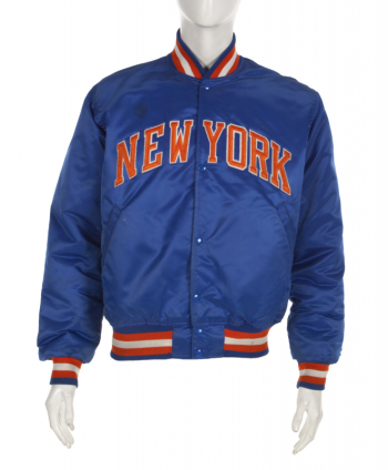RONNIE JAMES DIO BASKETBALL GROUP WITH RONNIE JAMES DIO WORN NEW YORK KNICKS JACKET