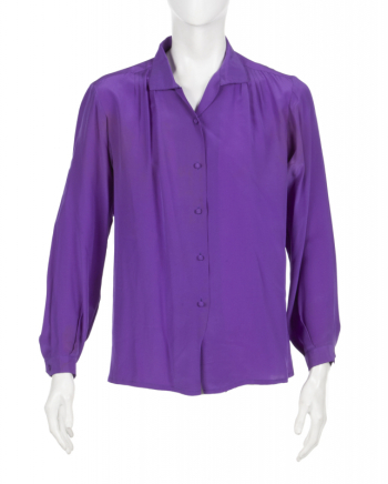 RONNIE JAMES DIO VIOLET SILK SHIRT WITH PHOTOGRAPH