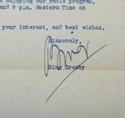 BING CROSBY SIGNED LETTER - 2