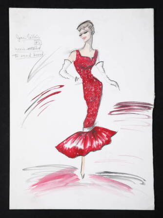 JOAN COLLINS DESIGN SKETCH BY EDITH HEAD