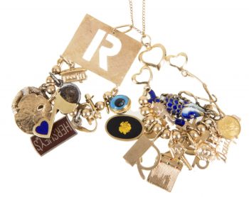 ROSE MARIE WORN CHARM NECKLACE WITH PHOTOGRAPHS