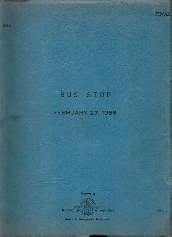 MARILYN MONROE ACTING COACH PAULA STRASBERG PERSONAL BUS STOP SCRIPT