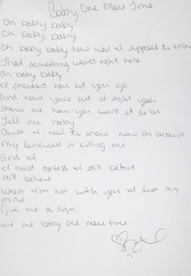 BRITNEY SPEARS HANDWRITTEN LYRICS TO "BABY ONE MORE TIME"