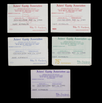 BURT REYNOLDS ID / MEMBERSHIP CARDS