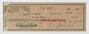 MAE WEST SIGNED CHECK