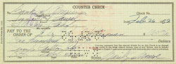 MARILYN MONROE 1952 CANCELLED BANK CHECK MADE OUT TO DR. A. GOTTESMAN