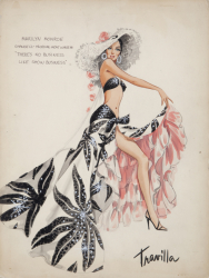 MARILYN MONROE COSTUME DESIGN SKETCH BY WILLIAM TRAVILLA FROM THERE'S NO BUSINESS LIKE SHOW BUSINESS