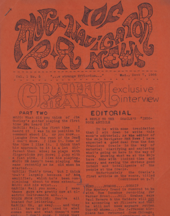 GRATEFUL DEAD 1966 MOJO-NAVIGATOR R&R NEWS MAGAZINE •