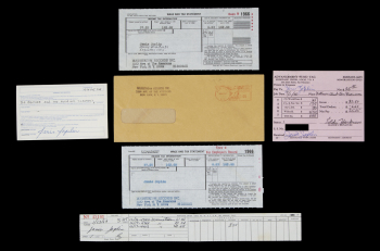 JANIS JOPLIN BIG BROTHER & THE HOLDING COMPANY INCOME DOCUMENTS AND SIGNED ACCOUNT CARD •