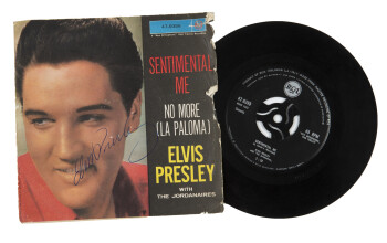 ELVIS PRESLEY SIGNED "SENTIMENTAL ME" RECORD SLEEVE