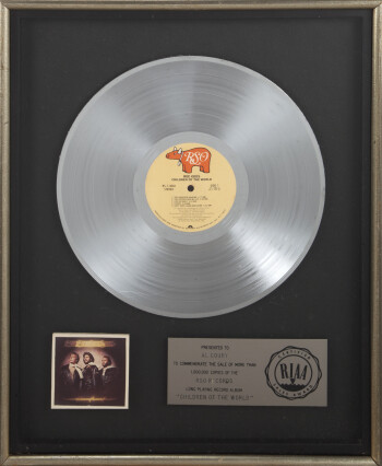 BEE GEES CHILDREN OF THE WORLD "PLATINUM" RECORD AWARD