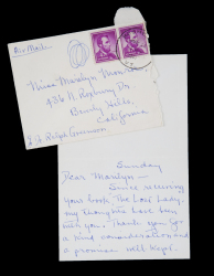 MARILYN MONROE RECEIVED NOTE