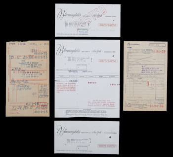 MARILYN MONROE BLOOMINGDALE'S RECEIPTS AND INVOICE