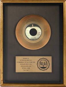 THE BEATLES "GOLD" SINGLE AWARD FOR "LET IT BE"