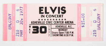 ELVIS PRESLEY TICKET FOR CANCELLED CONCERT