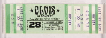 ELVIS PRESLEY 1977 CONCRT TICKET