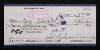 MADONNA SIGNED CHECK