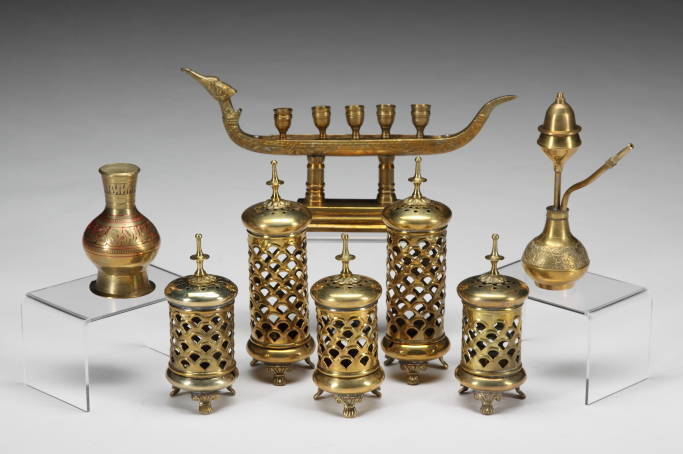 GROUP OF BRASS INCENSE ITEMS