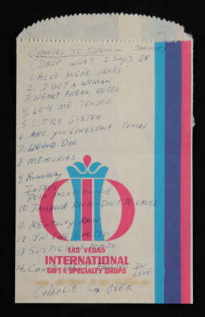 ELVIS PRESLEY HANDWRITTEN CHANGES TO SONG SET