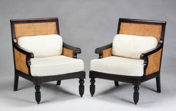 SET OF FOUR REGENCY STYLE CANE ARMCHAIRS