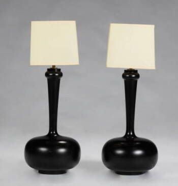 PAIR OF GOURD SHAPED TABLE LAMPS