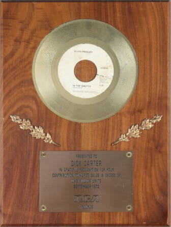 ELVIS PRESLEY "GOLD" AWARD FOR "IN THE GHETTO"