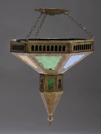 GROUP OF MOROCCAN INFLUENCED METAL AND GLASS LIGHT FIXTURES