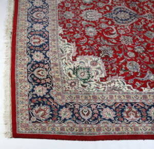 RED BORDERED ORIENTAL AREA RUG