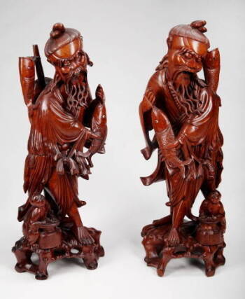 MARY PICKFORD OWNED PAIR OF ROSEWOOD CARVED FIGURE