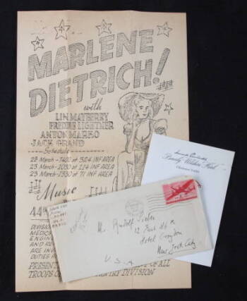 MARLENE DIETRICH HANDWRITTEN LETTER ON FLYER