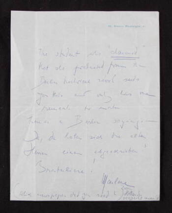 MARLENE DIETRICH HANDWRITTEN LETTER