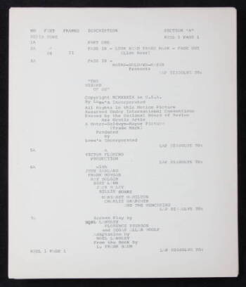 WIZARD OF OZ SCRIPT COPY