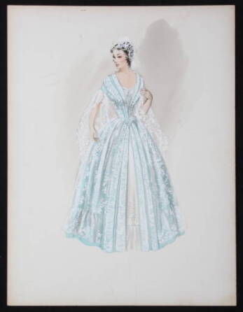WHITE AND TEAL DRESSING GOWN COSTUME DESIGN
