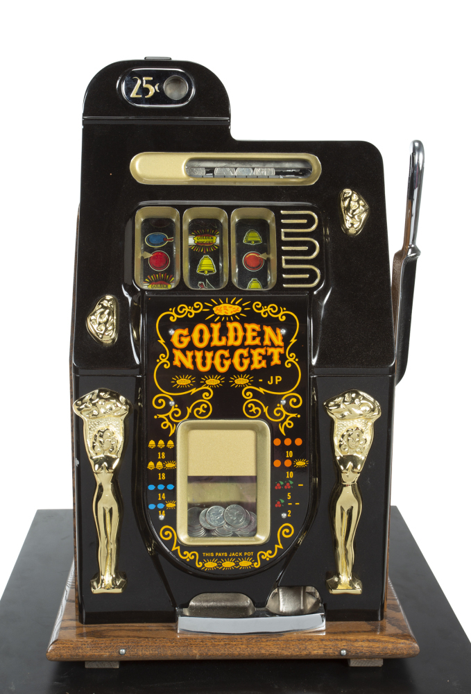 1940S MILLS MECHANICAL 25-CENT SLOT MACHINE FROM GOLDEN NUGGET (BLACK)