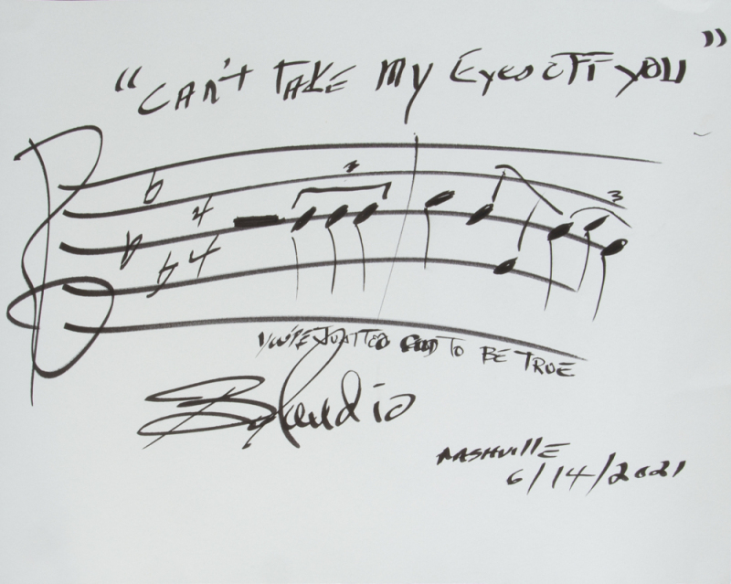 BOB GAUDIO THE FOUR SEASONS HANDWRITTEN AND SIGNED "CAN'T TAKE MY EYES OFF YOU" LYRICS