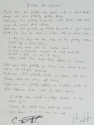 CARRIE UNDERWOOD AND SONGWRITER HANDWRITTEN AND SIGNED "BEFORE HE CHEATS" LYRICS