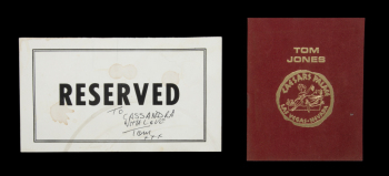 ELVIRA TOM JONES CAESARS PALACE PASS AND SIGNED RESERVED PLACE CARD