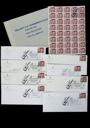 ELVIRA ELVIS PRESLEY STAMPS WITH ENVELOPES SIGNED BY COLONEL TOM PARKER