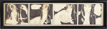 ELVIRA FRAMED ORIGINAL ROBERT REDDING COMIC STRIP ART FOR "THE ELVIRA EXAMINER" FAN CLUB LETTER