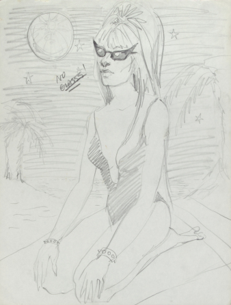 ELVIRA ROBERT REDDING MOONBATHING PENCIL SKETCH