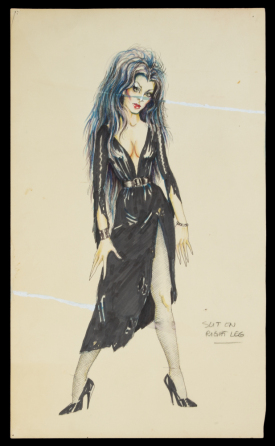 ORIGINAL ELVIRA CONCEPT DRAWING SUBMITTED TO KHJ-TV FOR “MOVIE MACABRE”