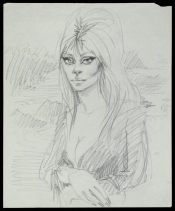 ELVIRA ROBERT REDDING MONA LISA PENCIL SKETCH