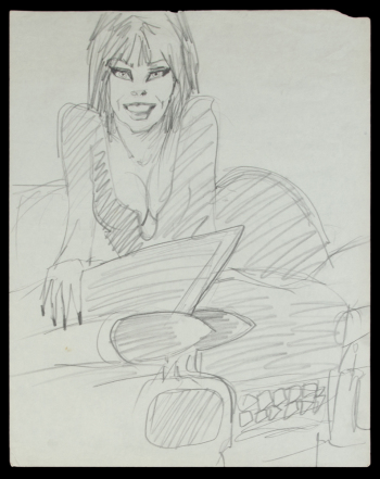 ELVIRA ROBERT REDDING CAR TRUNK PENCIL SKETCH