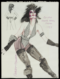 ELVIRA ROBERT REDDING COSTUME CONCEPT ART FOR 1983 KNOTT’S SCARY FARM SHOW AND “PEE-WEE’S BIG ADVENTURE”