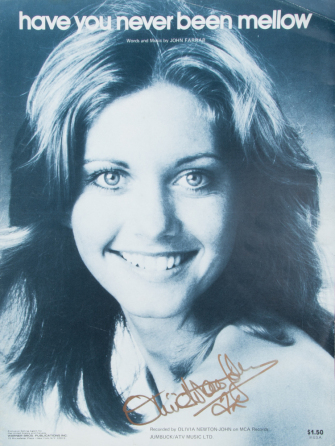 OLIVIA NEWTON-JOHN SIGNED "HAVE YOU NEVER BEEN MELLOW" VINTAGE SHEET MUSIC