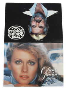 OLIVIA NEWTON-JOHN SIGNED TABLE TENT FROM LAS VEGAS SHOW WITH KENNY ROGERS